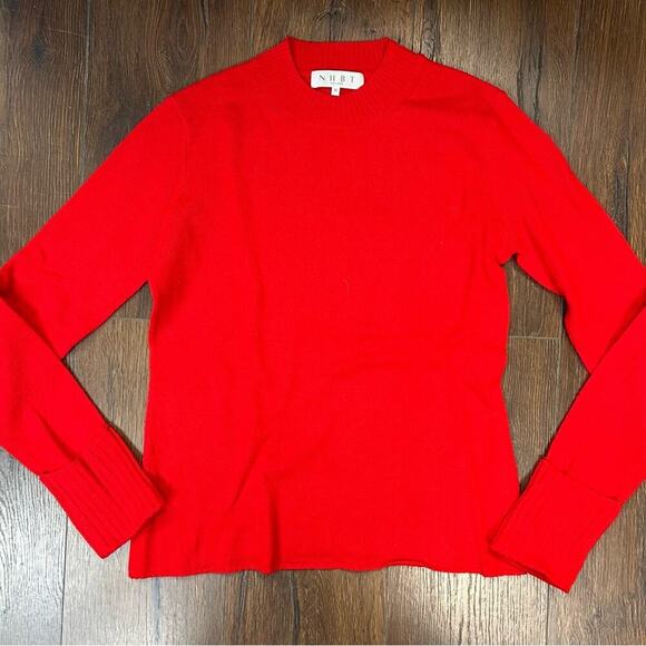 Inhabit NHBT Red cuff crewneck Cashmere sweater SZ MED - Picture 2 of 6
